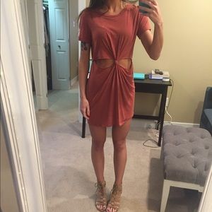 Honey punch orange cut out t-shirt dress